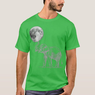 Elephant houdt de maan omhoog t-shirt