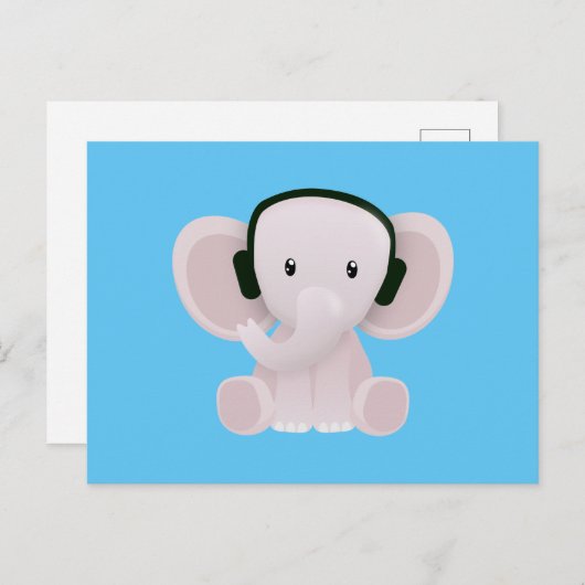 Elephant houdt van muziek briefkaart (Voorkant / Achterkant)
