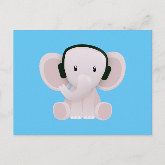 Elephant houdt van muziek briefkaart (Voorkant)