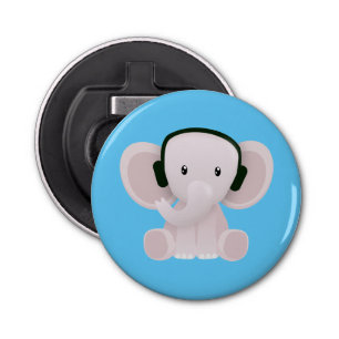 Elephant houdt van muziek button flesopener
