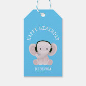 Elephant houdt van muziek cadeaulabel (Voorkant)