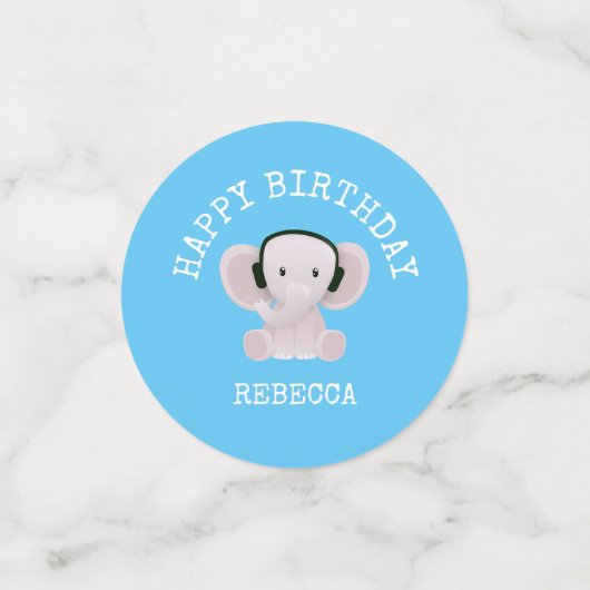 Elephant houdt van muziek confetti (Kleine voorkant)