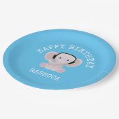 Elephant houdt van muziek papieren bordje (Gekanteld)