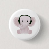 Elephant houdt van muziek ronde button 3,2 cm (Voorkant)