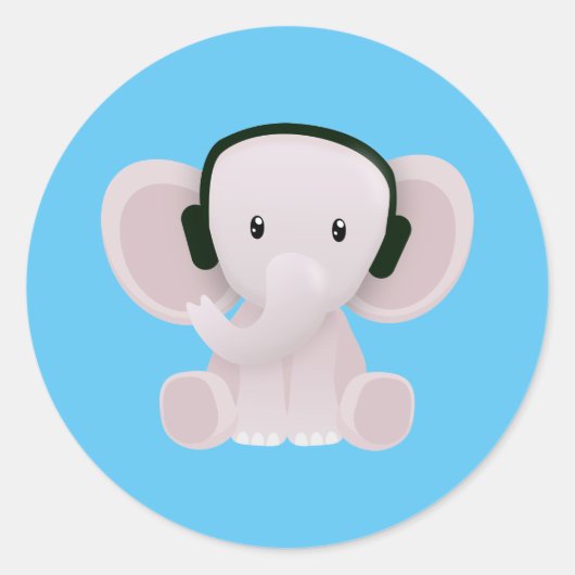 Elephant houdt van muziek ronde sticker (Voorkant)