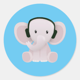 Elephant houdt van muziek ronde sticker