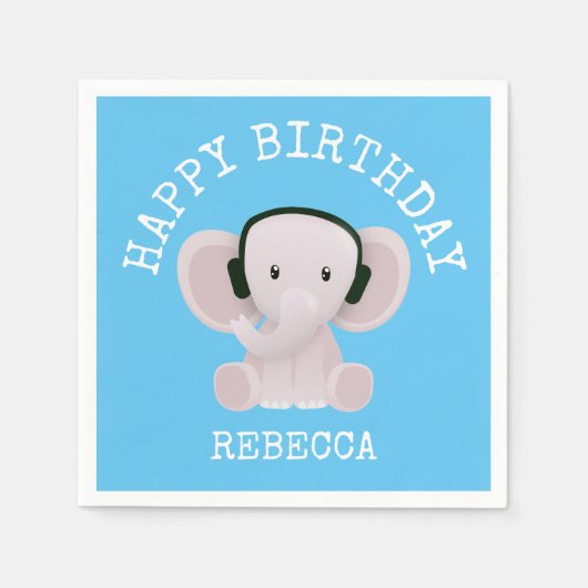 Elephant houdt van muziek servet (Voorkant)