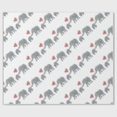 Elephant Hugs Grey Ma en Baby met Red Heart Cadeaupapier (Vlak)