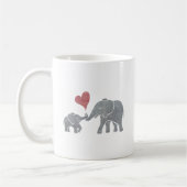Elephant Hugs Grey Ma en Baby met Red Heart Koffiemok (Links)