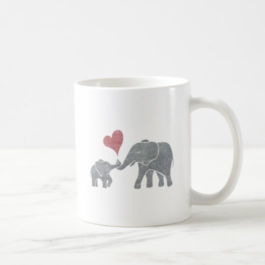 Elephant Hugs Grey Ma en Baby met Red Heart Koffiemok (Rechts)