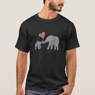 Elephant Hugs Grey Ma en Baby met Red Heart T-shirt