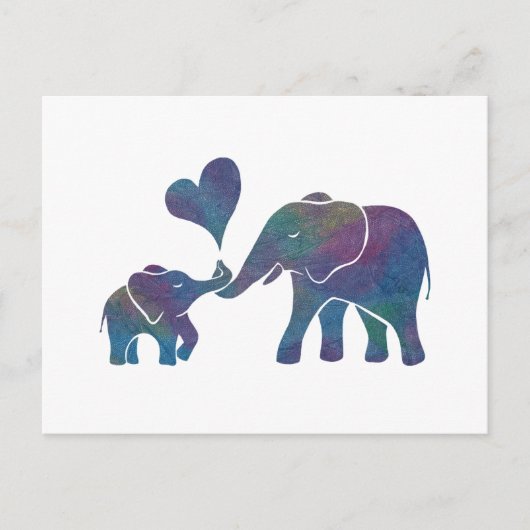 Elephant Hugs Rainbow mama en Baby met hart Briefkaart (Voorkant)
