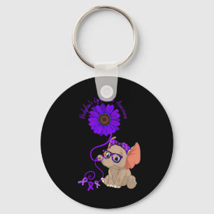 Elephant Hydrocephalus Awareness Blue Ribbon Glass Sleutelhanger