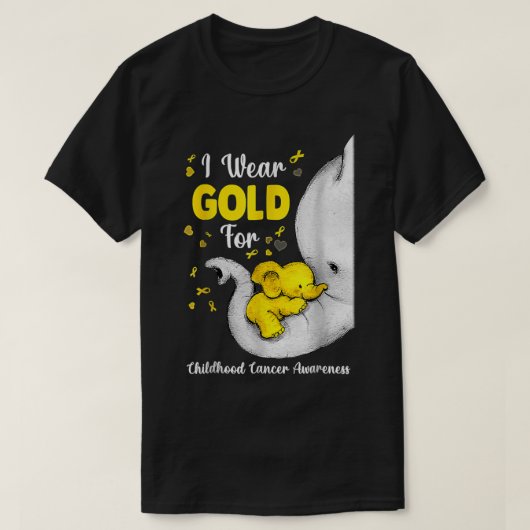 Elephant I Draag Gold Ribbon voor kinderkanker A T-shirt (Design voorkant)