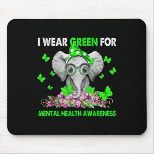 Elephant I Draag Green for Mental Health Awareness Muismat