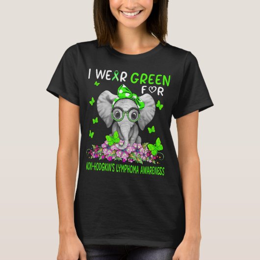 Elephant I Draag Green for Non-Hodgkin's Lymfoom T-shirt (Voorkant)