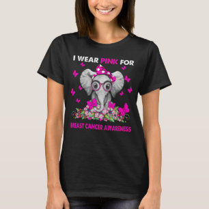 Elephant I draag roze voor borstkanker T-shirt