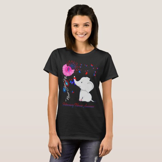 Elephant I Draag terwijl For Pulmonary Fibrosis Aw T-shirt (Voorkant volledig)