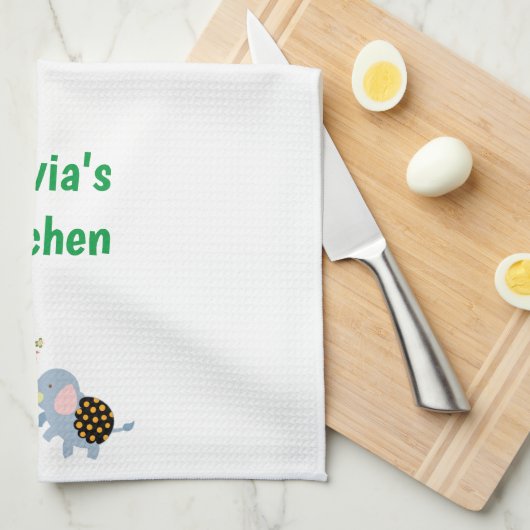 Elephant Ice Cream Floral Mouse Kitchen Handdoeken (Quarter Fold)