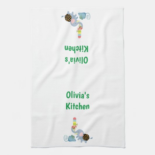 Elephant Ice Cream Floral Mouse Kitchen Handdoeken (Verticaal)