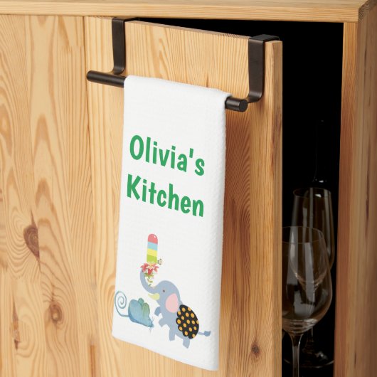 Elephant Ice Cream Floral Mouse Kitchen Handdoeken (Derde Gevouwen)