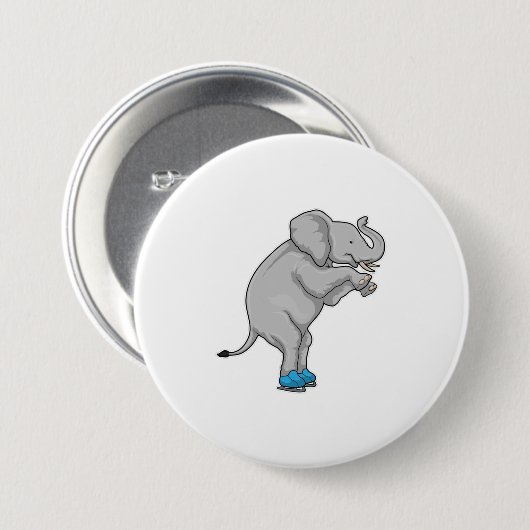Elephant Ice skating Ice schaatsen Ronde Button 7,6 Cm (Voorkant /achterkant)