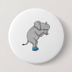 Elephant Ice skating Ice schaatsen Ronde Button 7,6 Cm
