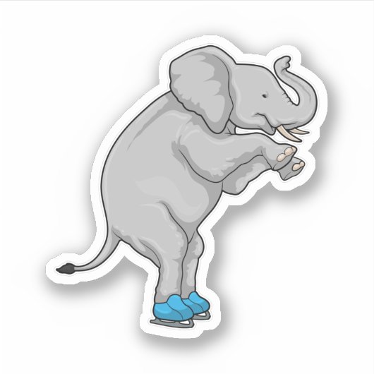 Elephant Ice skating Ice schaatsen Sticker (Voorkant)