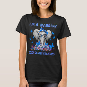 Elephant Ik ben een Warrior COLON CANCER BEWUSTMAK T-shirt