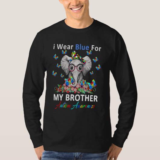 Elephant ik Draag blauw voor mijn broer autisme Aw T-shirt (Voorkant)