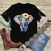 Elephant Illustratie Met Bloemen Hoofdstuk T-shirt