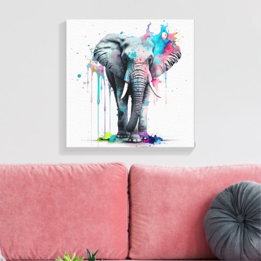 Elephant-illustraties? canvas afdrukken (Insitu (Woonkamer))