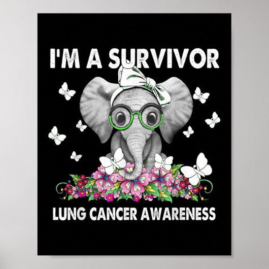 Elephant I'm A Survivor Lung Cancer Awareness (Oli Poster (Voorkant)