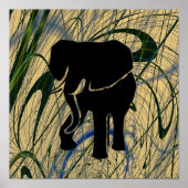 Elephant in Abstract Oerwoud Print Poster (Voorkant)