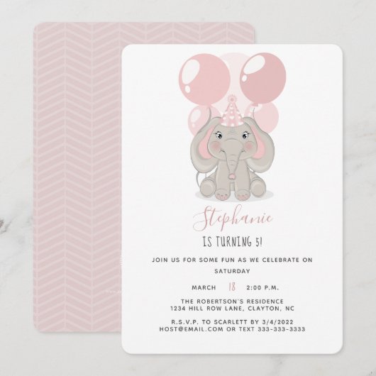 Elephant in Birthday Party Pet Kaart (Voorkant / Achterkant)