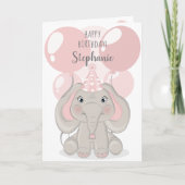 Elephant in Birthday Party Pet Kaart (Voorkant)