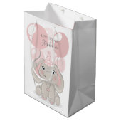 Elephant in Birthday Party Pet Medium Cadeauzakje (Voorkant Gekanteld)