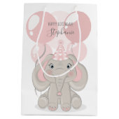 Elephant in Birthday Party Pet Medium Cadeauzakje (Achterkant)