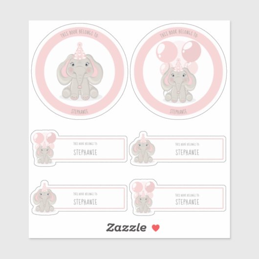 Elephant in Birthday Party Pet Sticker (Vel)
