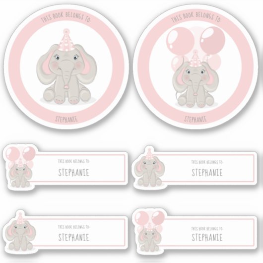 Elephant in Birthday Party Pet Sticker (Voorkant)