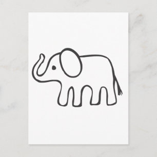 Elephant in Black and White Sketch Briefkaart