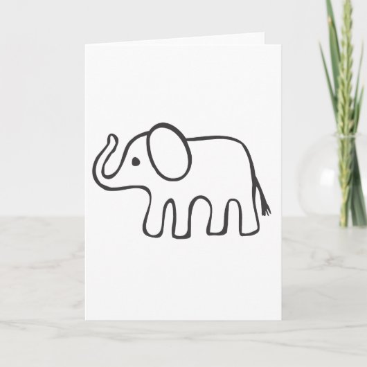 Elephant in Black and White Sketch Kaart (Voorkant)