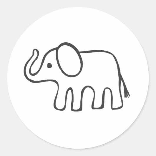 Elephant in Black and White Sketch Ronde Sticker (Voorkant)