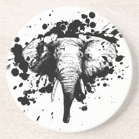 Elephant in Black Splash Pick Your Background Zandsteen Onderzetter (Voorkant)