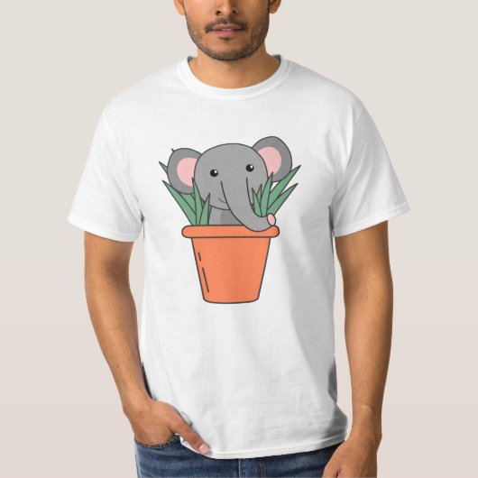 Elephant in Blumentop Funny Elephant Planten T-shirt (Voorkant)