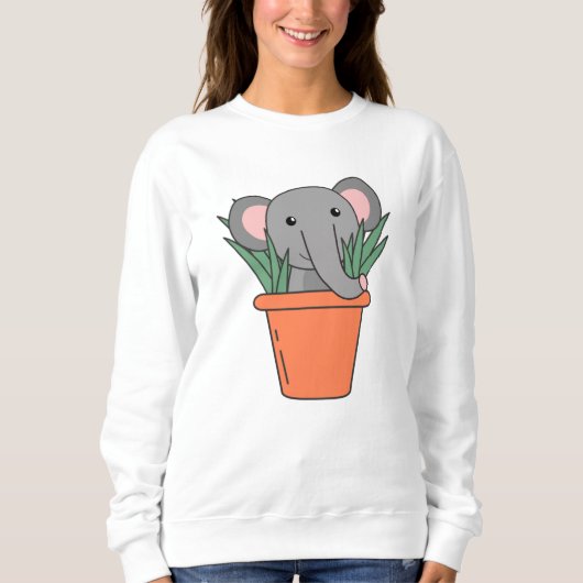 Elephant in Blumentop Funny Elephant Planten Trui (Voorkant)
