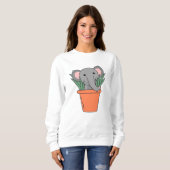 Elephant in Blumentop Funny Elephant Planten Trui (Voorkant volledig)