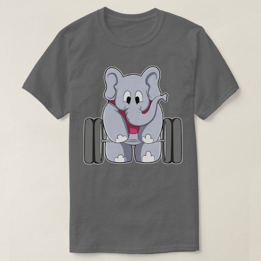 Elephant in Bodybuilding met Barbell T-shirt (Design voorkant)