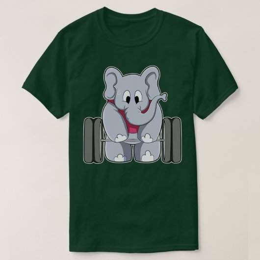 Elephant in Bodybuilding met Barbell T-shirt (Design voorkant)