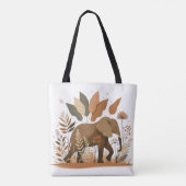 Elephant in Botanical Jungle – Elefante en Selva B Tote Bag (Achterkant)